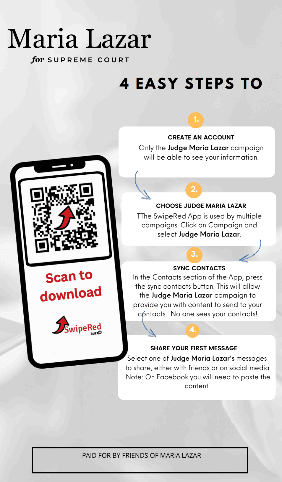 Instructions on how to help the campaign through the SwipeRed app